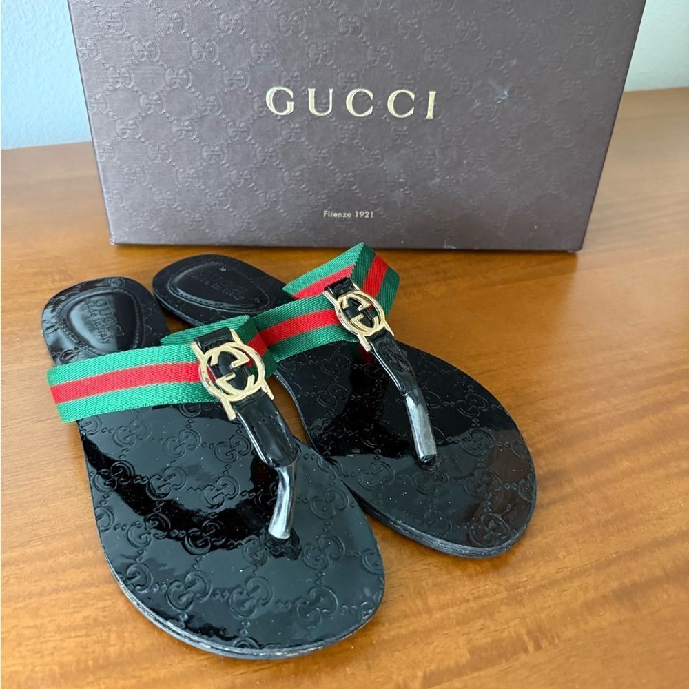 Gucci Double g leather sandal - Picture 1 of 6